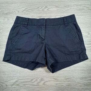 J.Crew Women's Shorts Chino Weathered Classic Twill Navy Blue Size 2 Cotton